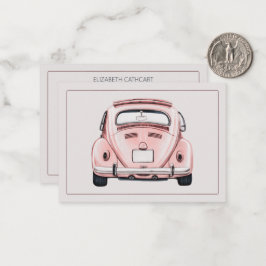 Rosa klassischer Vintage-Buggy-Käfer-Auto personal Mitteilungskarte