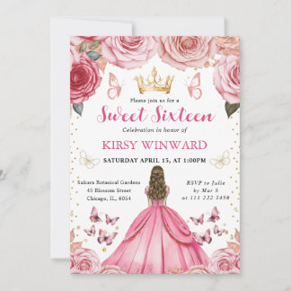 Rosa Kleid Blonde Prinzessin Sweet 16 Einladung