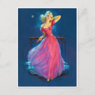 Rosa Kleid Pin Up Postkarte