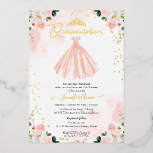 Rosa Kleid Quinceanera Folieneinladung