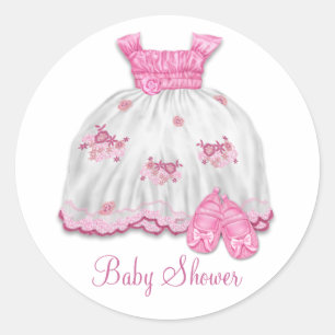 Rosa Kleid Stiefelchen Babyparty Runder Aufkleber