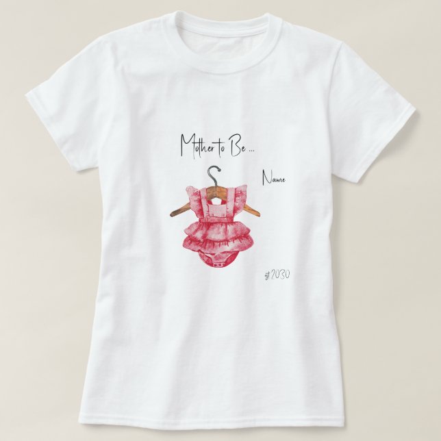 Rosa Kleidermädchen Babydusche T - Shirt (Design vorne)