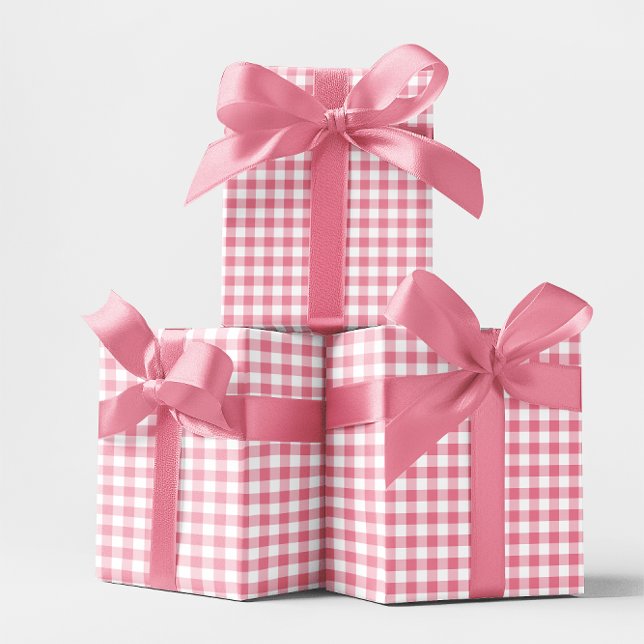 Rosa kleine 1 Zoll Gingham Karo Geschenkpapier (1 inch Pink Gingham Wrapping Paper)
