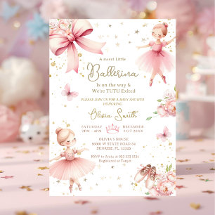 Rosa kleine Ballerina ist auf dem Weg Baby Shower Einladung