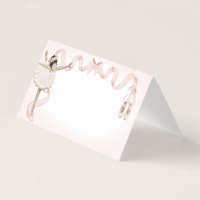 Rosa Kleine Ballerina Platzkarte Party Dekoration (Vorderseite)