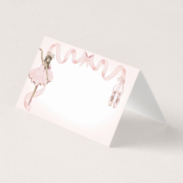 Rosa Kleine Ballerina Platzkarte Party Dekoration (Vorderseite)
