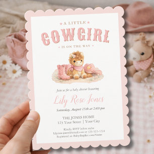 Rosa kleine Cowgirl Mädchen Baby Shower Einladung