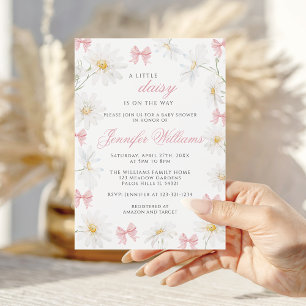 Rosa kleine Daisy-Schleife Frühlings-Baby-Mädchen- Einladung