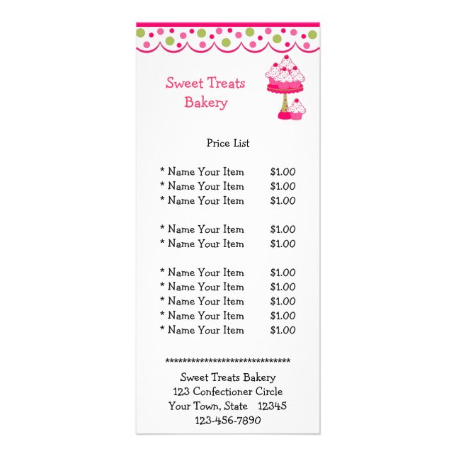 Rosa kleine Kuchen Werbekarte (Vorne)