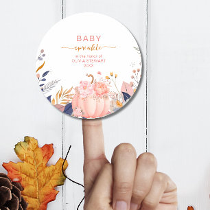 Rosa kleine Kürbis-Baby-Sprinkle-Klassiker rund  Runder Aufkleber