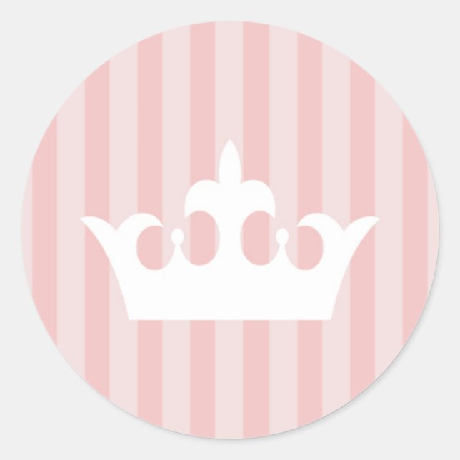 Rosa kleine Prinzessin Crown Striped Baby Runder Aufkleber (Vorderseite)