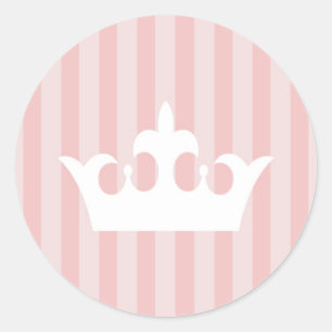 Rosa kleine Prinzessin Crown Striped Baby Runder Aufkleber