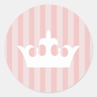 Rosa kleine Prinzessin Crown Striped Baby Runder Aufkleber