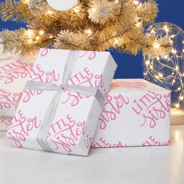 Rosa kleine Schwester Typografie mit Glitzer Geschenkpapier (Feiertage)