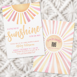 Rosa Kleine Sonnenstrahlen mit Sonnenschirmdusche Einladung