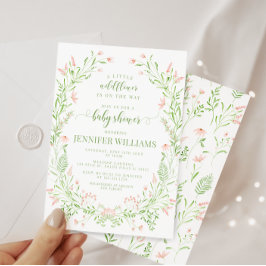 Rosa kleine Wildblume Borgo Girl Dusche Einladung