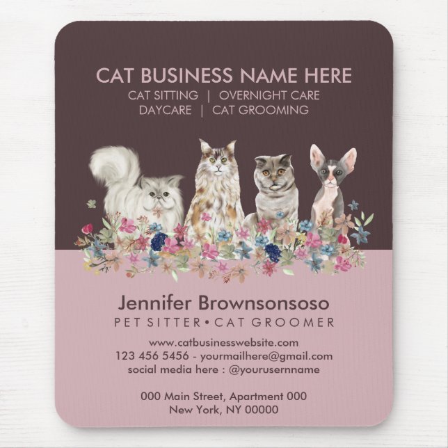 Rosa Kleiner Katzensitzender Tierarzt Service Mousepad (Vorne)