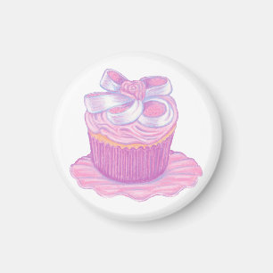 Rosa kleiner Kuchen auf Platten-Magneten Magnet