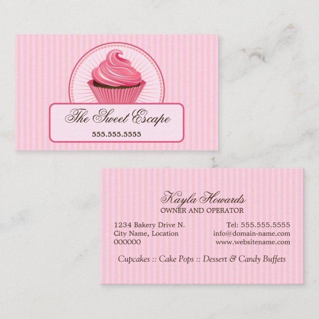 Rosa kleiner Kuchen Visitenkarte (Vorne/Hinten)