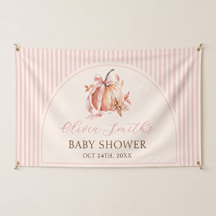 Rosa Kleiner Kürbis Mädchen Baby Shower Banner