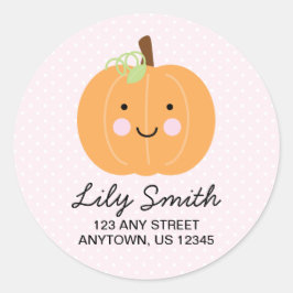 Rosa kleiner Kürbis-Rücksendeadressen-Aufkleber Runder Aufkleber