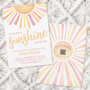 Rosa kleiner Sonnenschein Baby Shower Einladung