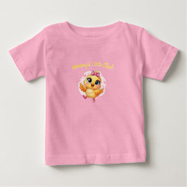 Rosa kleines Babyküken mit Schleifenmuster Baby T-shirt