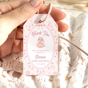 Rosa kleines Häschen-Baby-Party-Dankeschön-Geschen Geschenkanhänger