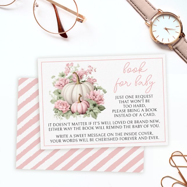 Rosa kleines Kürbisbuch für Mädchen-Dusche Begleitkarte (Von Creator hochgeladen)