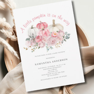 Rosa kleines Kürbismädchen Baby Shower Einladung