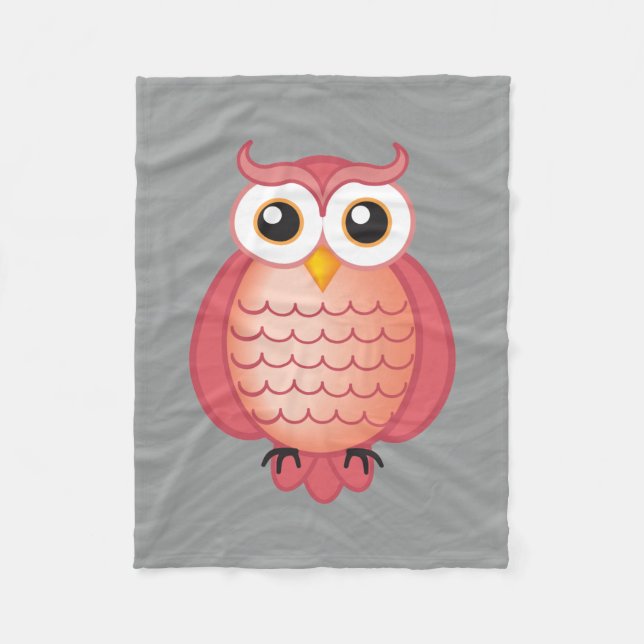 Rosa kluge Eule Fleecedecke (Vorderseite)