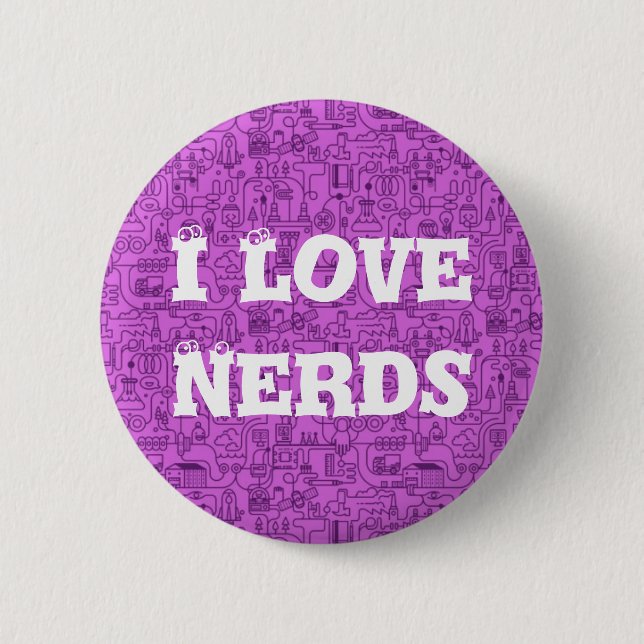 Rosa Knopf der Nerds der Liebe I Button (Vorderseite)