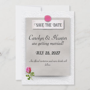 Rosa Knospe Hochzeit Ankündigung Save the Date