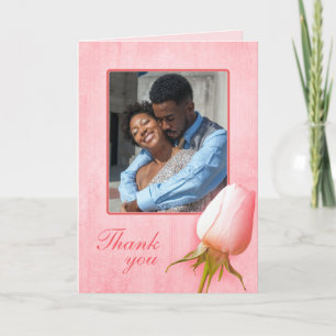 Rosa Knospe Hochzeitsfoto Danksagungskarte Dankeskarte