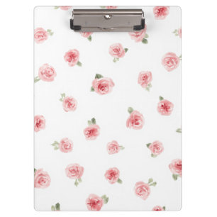 Rosa Knospe Wasserfarbe Floral Vintage Rose Weiß Klemmbrett