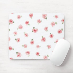 Rosa Knospe Wasserfarbe Floral Vintage Rose Weiß Mousepad