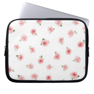 Rosa Knospe Wasserfarben Blumen Vintage Rose Weiß Laptopschutzhülle