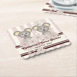 Rosa Koala-Zwilling Mädchen Baby Shower / Kinderge Untersetzer
