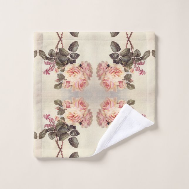 Rosa Kohl-Rosen-Blumen-Bad-Tuch-Set Badhandtuch Set (Waschlappen)