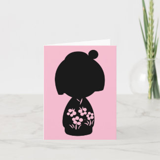 Rosa Kokeshi Triplet Silhouette Karte