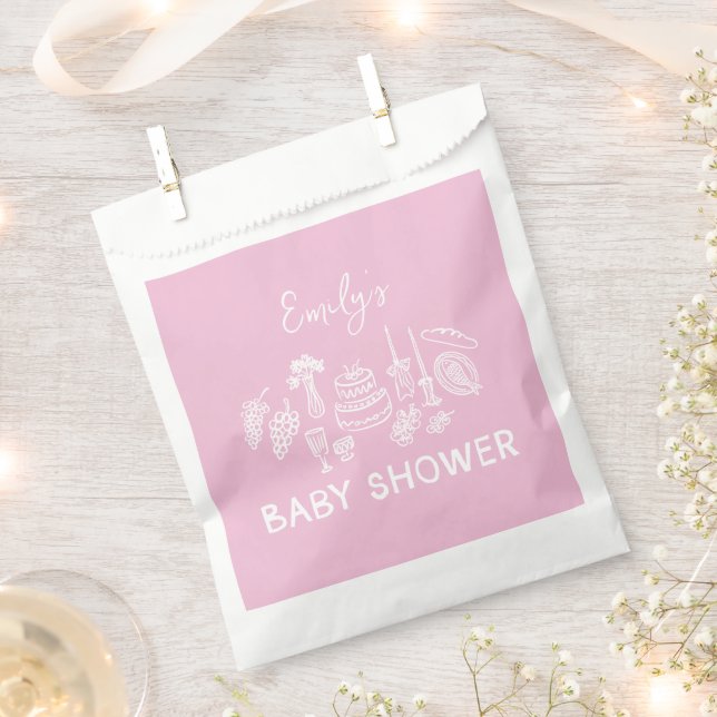 Rosa Kokett Moderne, handgezogene Babydusche Geschenktütchen (Ausgeschnitten)