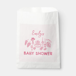 Rosa Kokett Moderne, handgezogene Babydusche Geschenktütchen