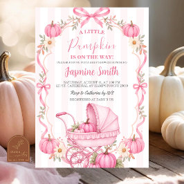 Rosa Kokette Cottage Herbst-Kürbis-Baby-Party Einladung