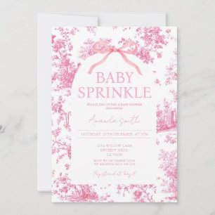 Rosa Kokette Floral Toile Baby Sprinkle Vintage Einladung