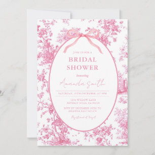 Rosa Kokette Floral Toile Brautparty Einladung
