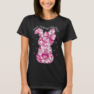 Rosa Kokette Florale Hase Slp Sprachsprache Pat T-Shirt