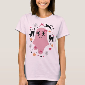Rosa Kokette Halloween-Geist T-Shirt
