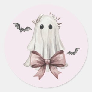 Rosa Kokette Halloween-Geister-Rundsticker Runder Aufkleber