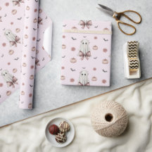 Rosa Kokette Halloween-Geister-Verpackungspapier