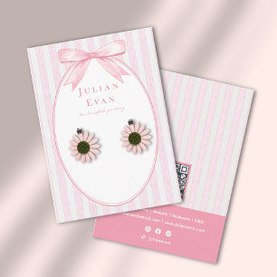 Rosa Kokette Preppy-Streifen-Schmuckdisplay Visitenkarte